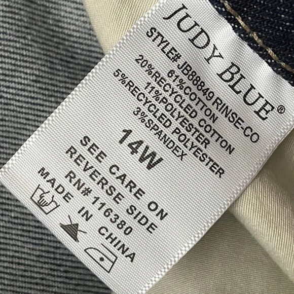 JUDY BLUE Retro Wide Leg Denim Jeans Size 14W Dark Wash Blue Modern Chic Casual - Picture 6 of 11